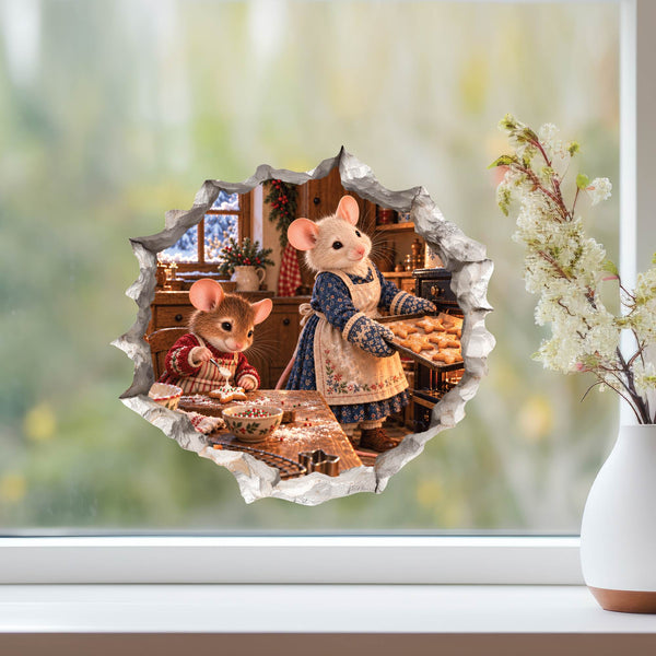 Christmas Cookie Baking Mouse Hole Decal