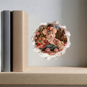 Christmas Gift Wrapping Mouse Hole Decal