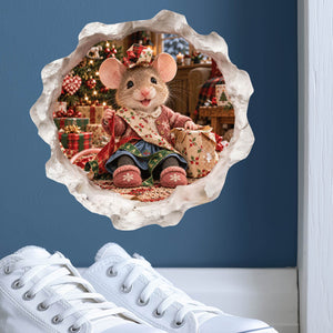 Christmas Gift Wrapping Mouse Hole Decal
