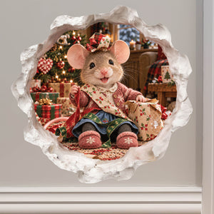 Christmas Gift Wrapping Mouse Hole Decal