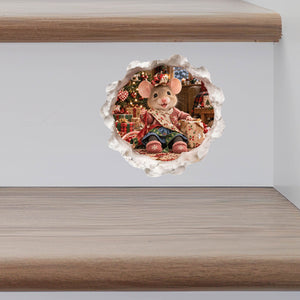 Christmas Gift Wrapping Mouse Hole Decal