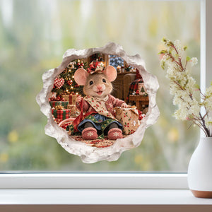 Christmas Gift Wrapping Mouse Hole Decal