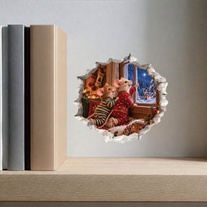 Christmas Northern Star Mouse Hole Decal