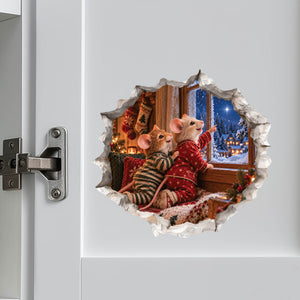 Christmas Northern Star Mouse Hole Decal