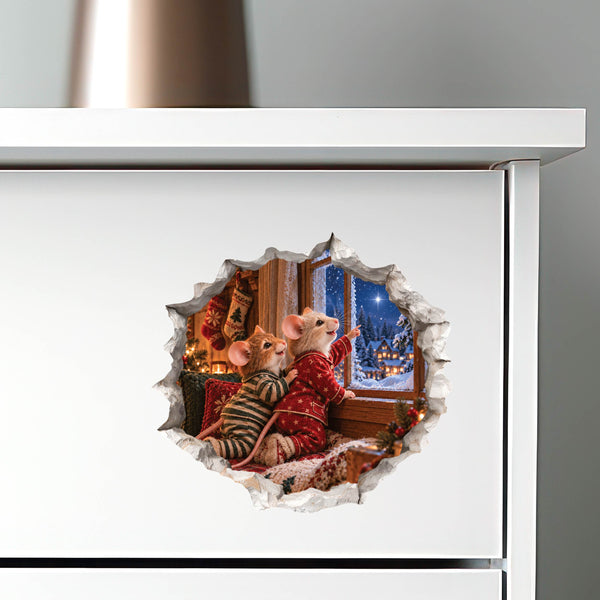 Christmas Northern Star Mouse Hole Decal