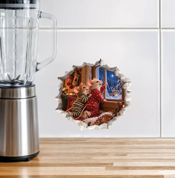 Christmas Northern Star Mouse Hole Decal
