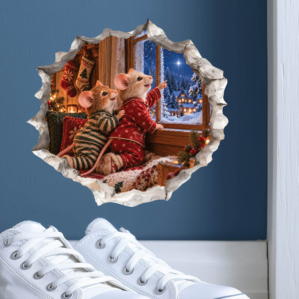 Christmas Northern Star Mouse Hole Decal