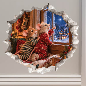 Christmas Northern Star Mouse Hole Decal