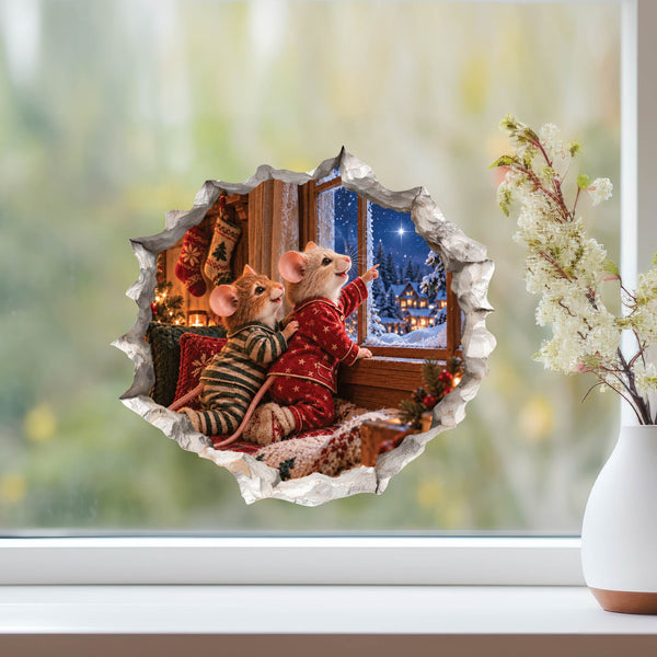 Christmas Northern Star Mouse Hole Decal