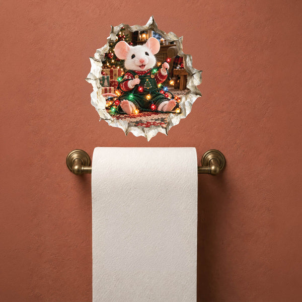 Tangled Christmas Lights Mouse Hole Decal