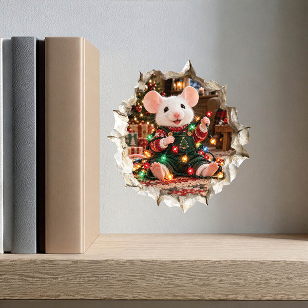 Tangled Christmas Lights Mouse Hole Decal