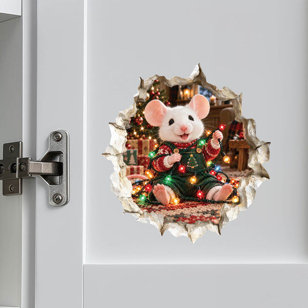 Tangled Christmas Lights Mouse Hole Decal