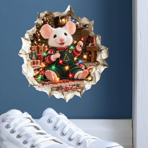 Tangled Christmas Lights Mouse Hole Decal