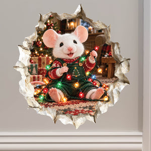 Tangled Christmas Lights Mouse Hole Decal