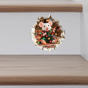 Tangled Christmas Lights Mouse Hole Decal