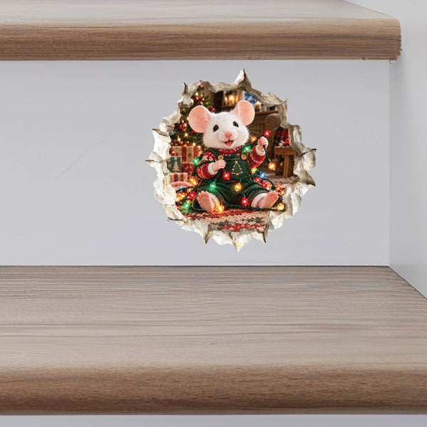 Tangled Christmas Lights Mouse Hole Decal