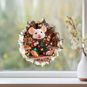 Tangled Christmas Lights Mouse Hole Decal