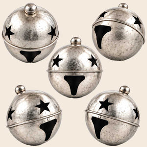 Silver Jingle Bell Decals - Set of 5