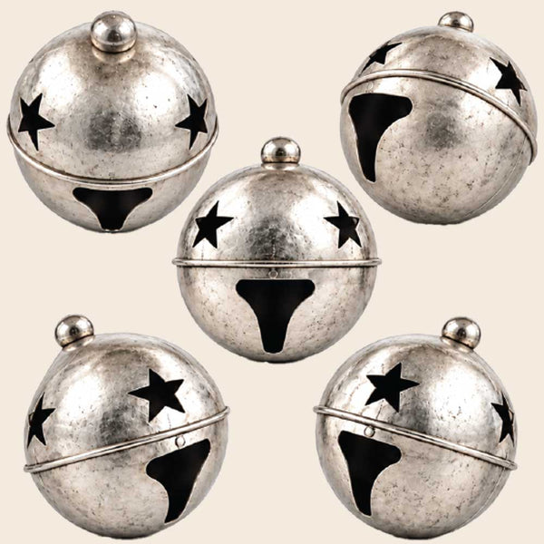 Silver Jingle Bell Decals - Set of 5