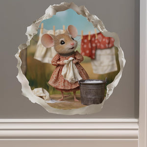 Laundry Mouse Wall Hole Sticker