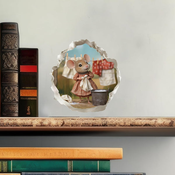 Laundry Mouse Wall Hole Sticker