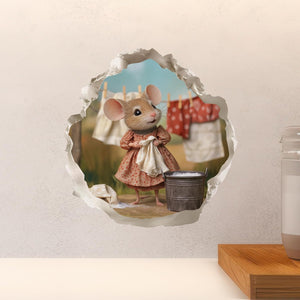 Laundry Mouse Wall Hole Sticker
