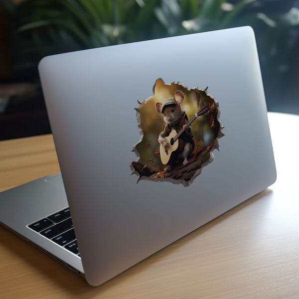 Acoustic Guitar Mouse decal on laptop