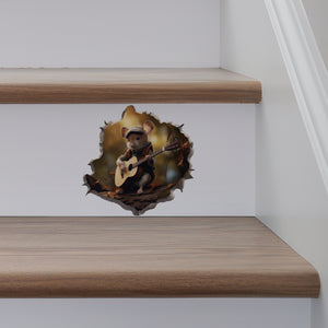 Acoustic Guitar Mouse decal on stairs