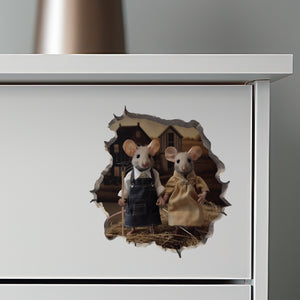 American Gothic Mice decal on dresser
