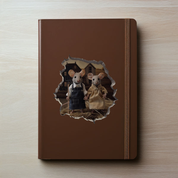 American Gothic Mice decal on notebook