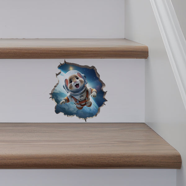 Astronaut Mouse decal on stairs