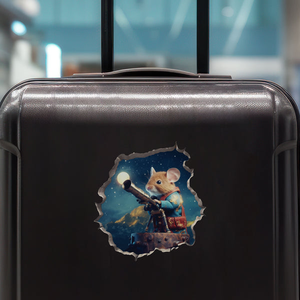 Astronomer Mouse decal on luggage