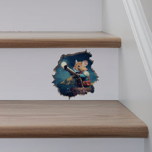 Astronomer Mouse decal on stairs