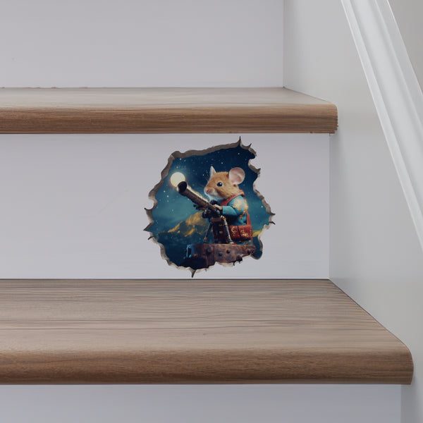 Astronomer Mouse decal on stairs