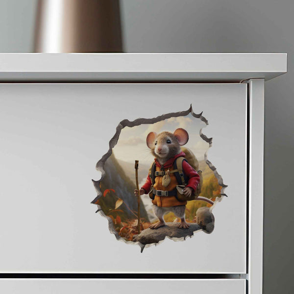 Autumn Hiker Mouse Hole Decal - My Wonderful Walls