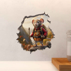Autumn Hiker Mouse Hole Decal - My Wonderful Walls