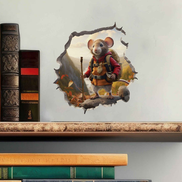 Autumn Hiker Mouse Hole Decal - My Wonderful Walls
