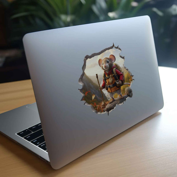Autumn Hiker Mouse Hole Decal - My Wonderful Walls
