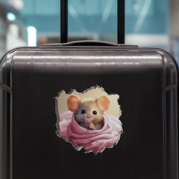 Baby Girl Mouse decal on luggage