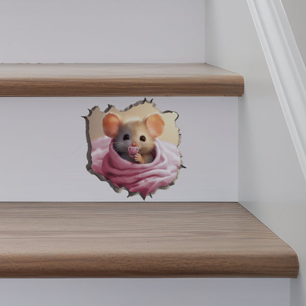 Baby Girl Mouse decal on stairs