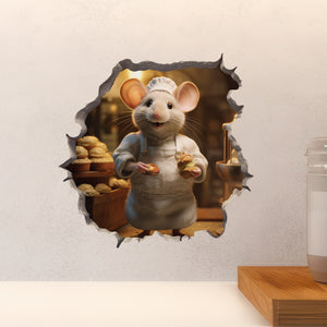 Baker Mouse decal above countertop