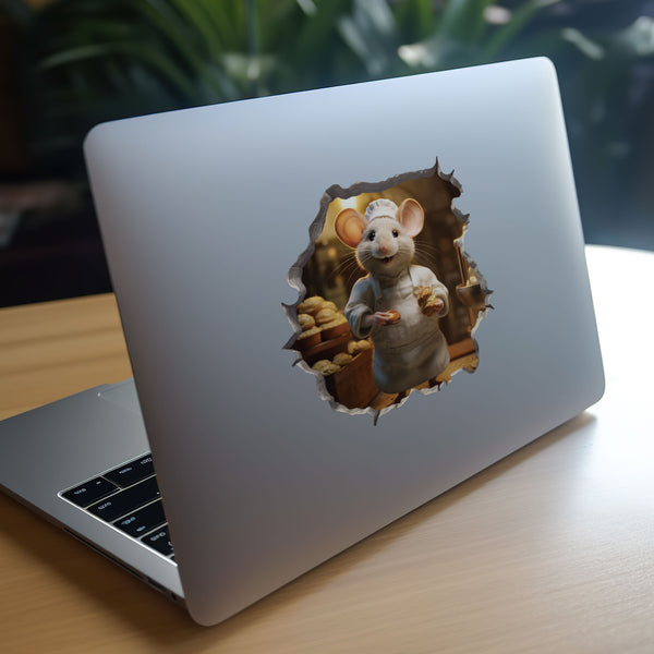 Baker Mouse decal on laptop