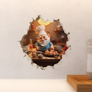 Gnome Baking Mushroom Cupcakes decal above countertop