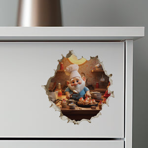 Gnome Baking Mushroom Cupcakes decal on dresser