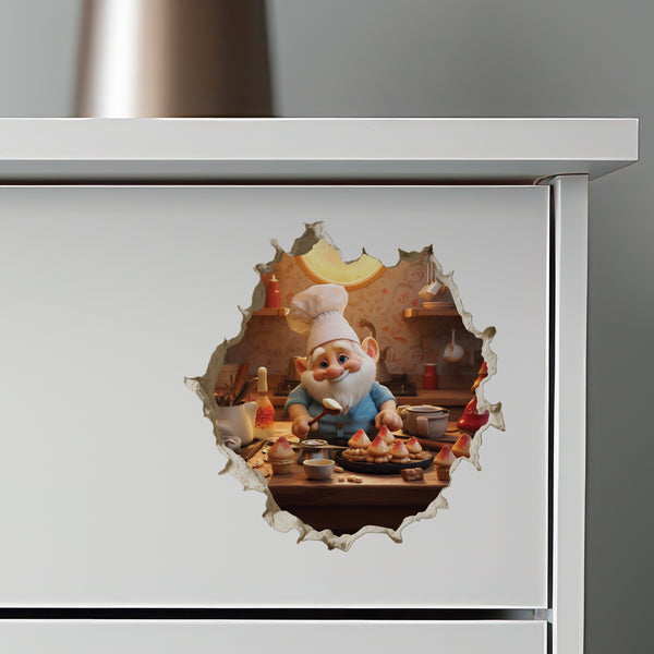 Gnome Baking Mushroom Cupcakes decal on dresser