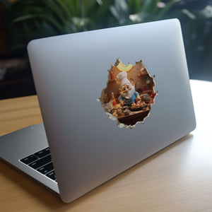 Gnome Baking Mushroom Cupcakes decal on laptop