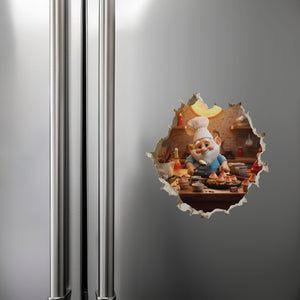 Gnome Baking Mushroom Cupcakes decal on refrigerator