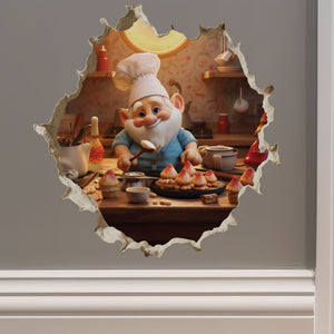Gnome Baking Mushroom Cupcakes decal on wall