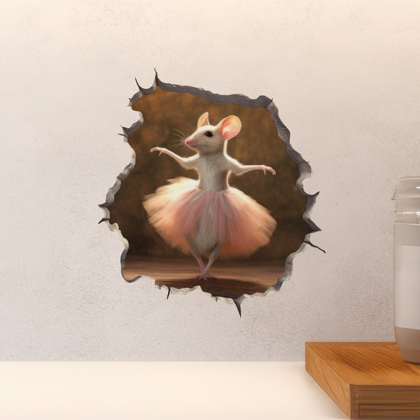 Ballerina Mouse decal above countertop