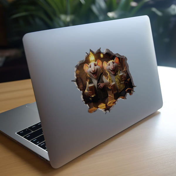 Beer Mates Mice decal on laptop